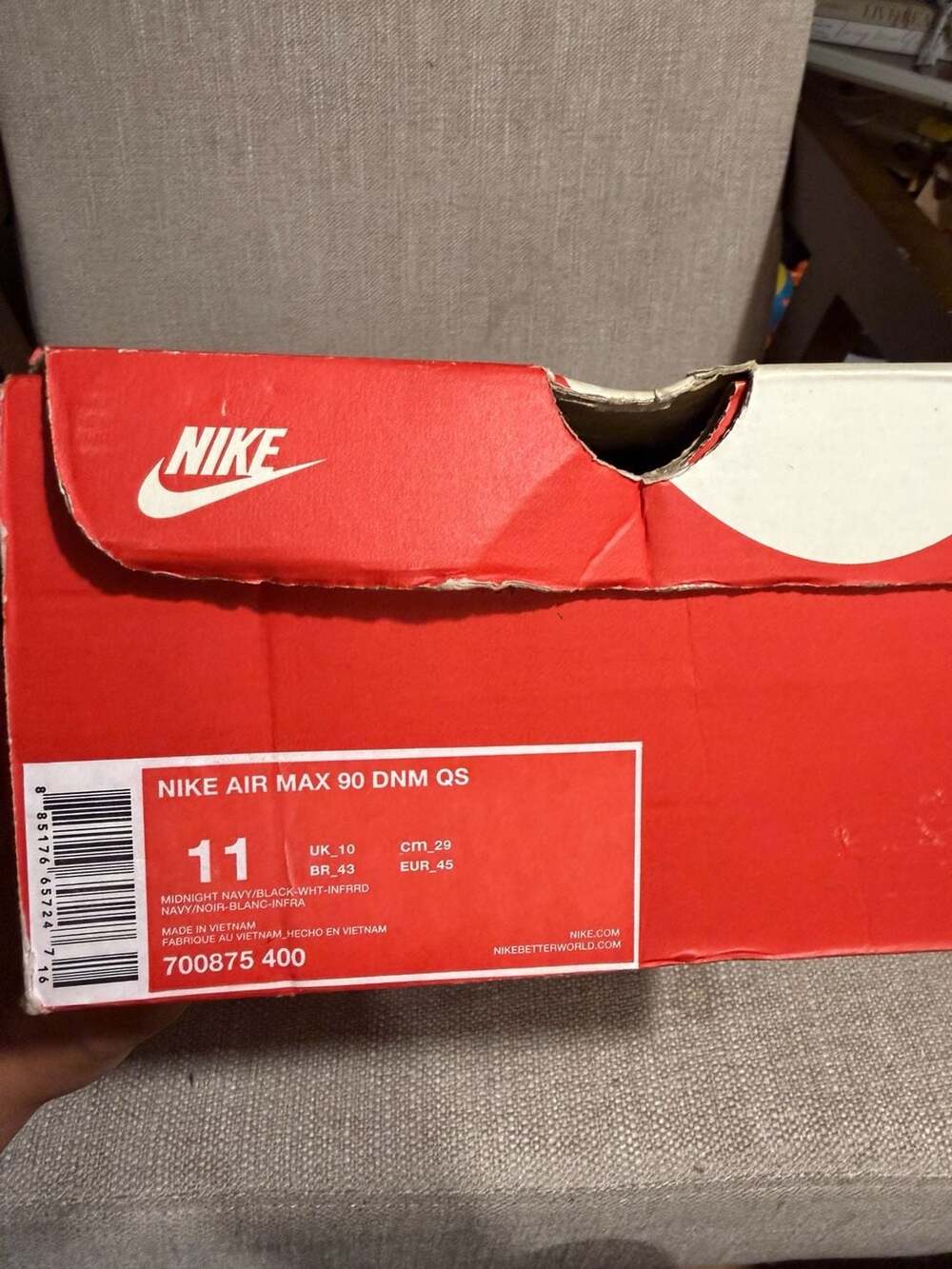 Atmos x Nike Air Max 90 QS 'Bleached Denim' (700875-400) SIZE 11 - Picture 6 of 6